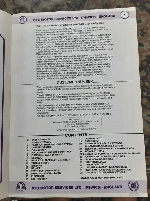MGA & Z - Type Parts Catalogue by NTG Services