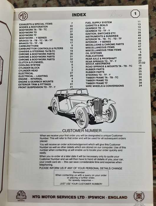 MG T&Y Type Parts Catalogue from NTG Services