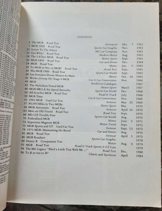 MGB Roadsters 1962-1980 compiled by R M Clarke