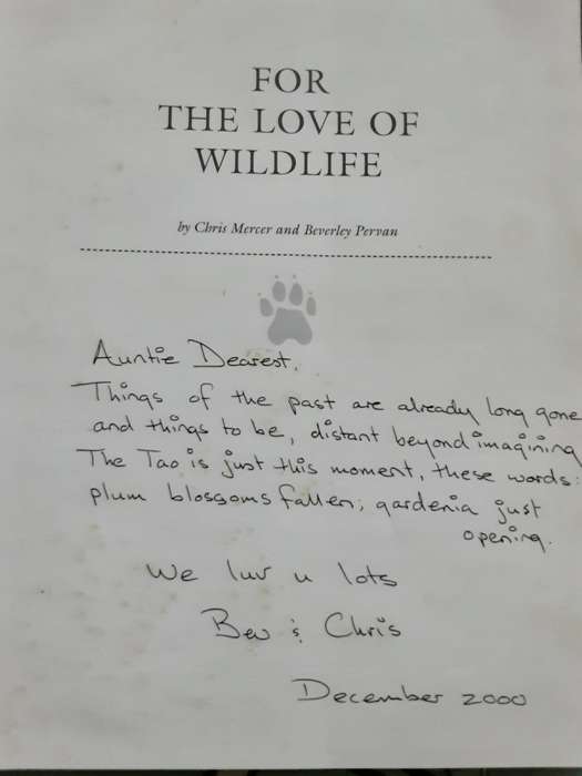 For The Love Of Wildlife by Chris Mercer and Beverley Pervan ** Signed Copy **