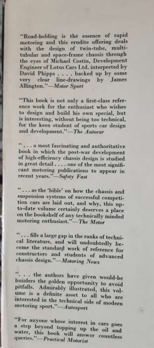Racing and Sports Car Chassis Design by Michael Costin & David Phipps