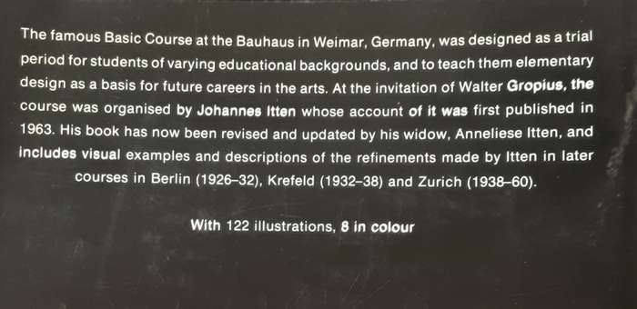 Design and Form, The Basic Course at the Bauhaus, revised edition by Johannes Itten
