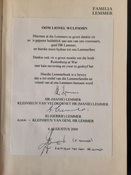 Familia Lemmer opgestel deur Stephanus R Lemmer
