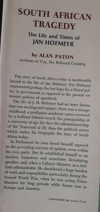 South African Tragedy, The Life and Times of Jan Hofmeyr by Alan Paton **Signed Copy**