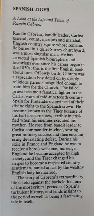 Spanish Tiger, the Life and Times of Ramon Cabrera by Roy Heman Chant
