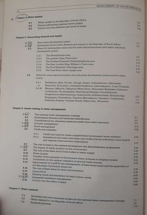 Management of the Water Resources of the Republic of South Africa