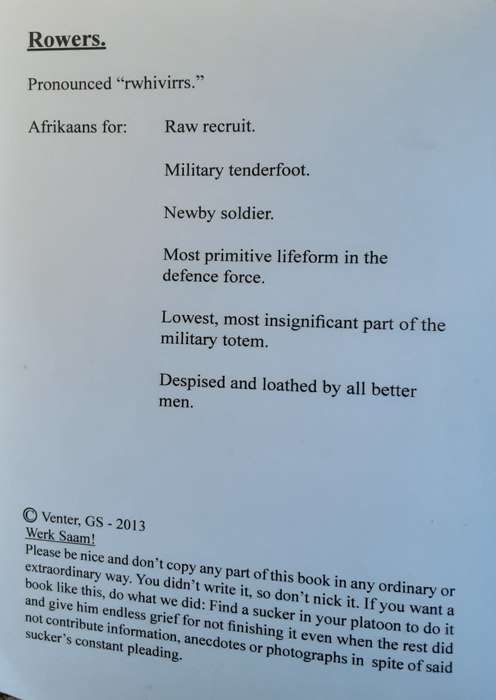 Book 1 of Digest Platoon, Rowers Basics January to March 1983 by Venter G S **Signed limited edition
