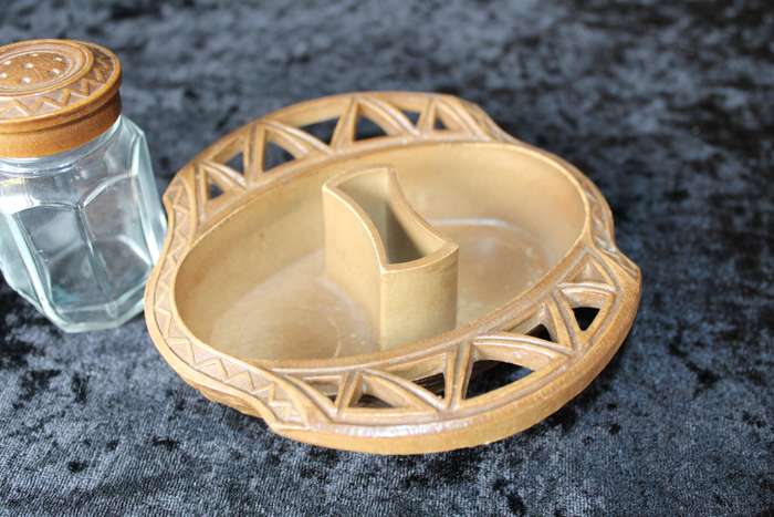 Vintage Italian Resin Salt and Pepper Set in Tray with Toothpick Holder.