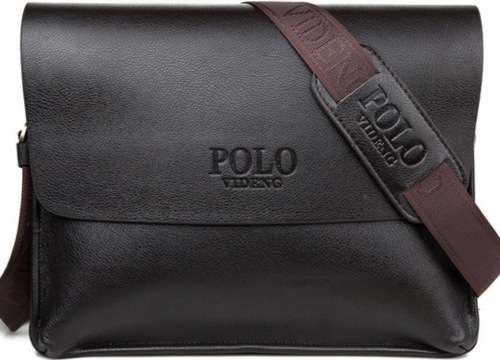 POLO VIDENG Composite Dark Brown Leather Shoulder / Crossbody Bag Large Size