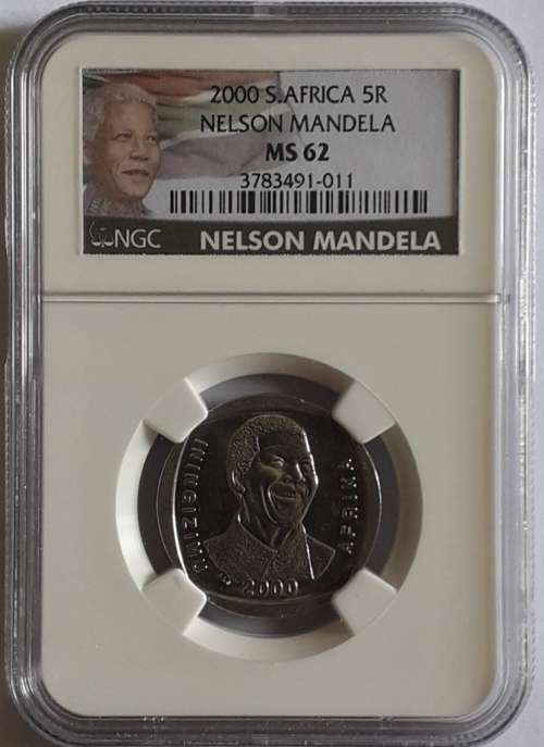NGC graded 2000 S.Africa 5R NELSON MANDELA - SMILEY - MS62