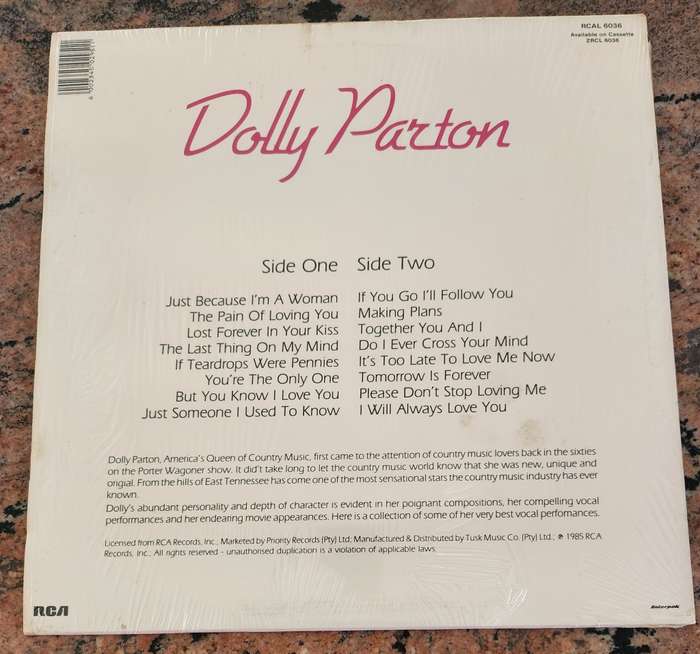 DOLLY PARTON Dolly (Excellent/Excellent) RCA RCAL 6036 SA Pressing 1985
