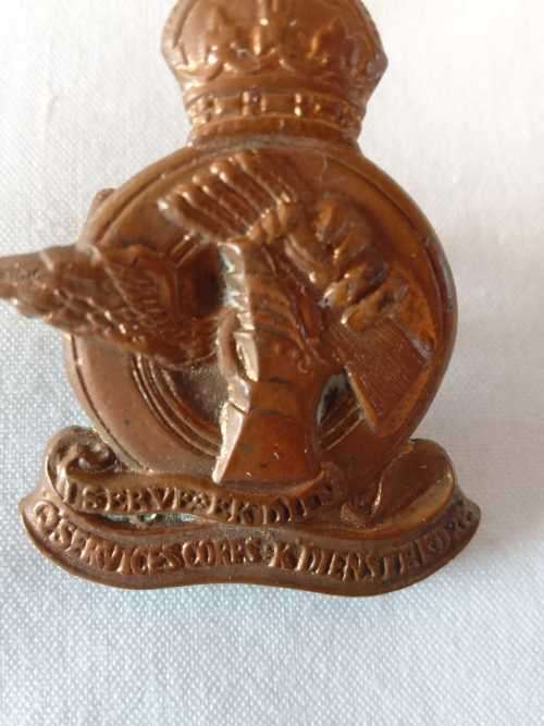 SADF - SA ARMY Q-SERVICES CORPS (WW2) COLLAR BADGE SET - VERY RARE