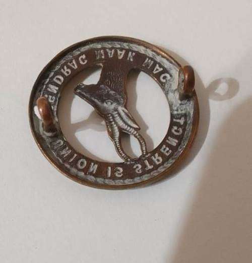 SADF INFANTRY  UNION IS STRENGTH/ EENDRAG MAAK MAG COLLAR/ CAP   BADGE