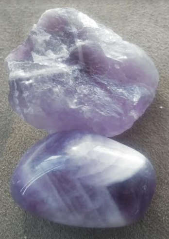 Large Amethyst Rough and Polished Stone "protective shield of Light around the body."