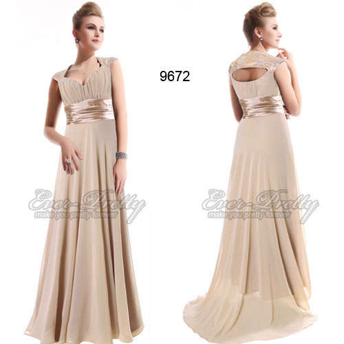 New Arrival Hot Selling Sexcy V Neck Sequins Chiffon Ruffles Empire Line Evening Dress
