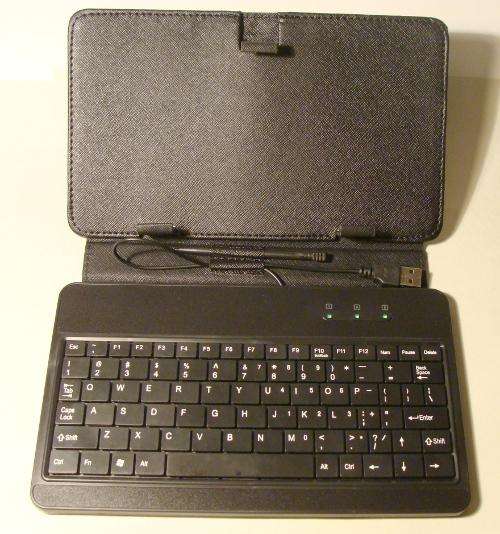 BLACK Foldable leather-like cover with USB keyboard and touch pen stylus: For 7 inch tablets