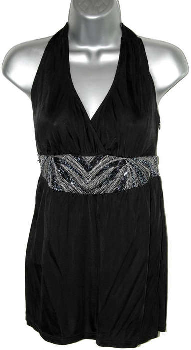 NEXT black beaded halterneck top size 10-12