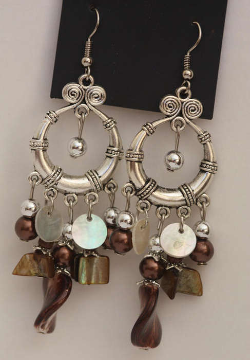Brown Beaded Fashionista Earrings***Clearance Sale***