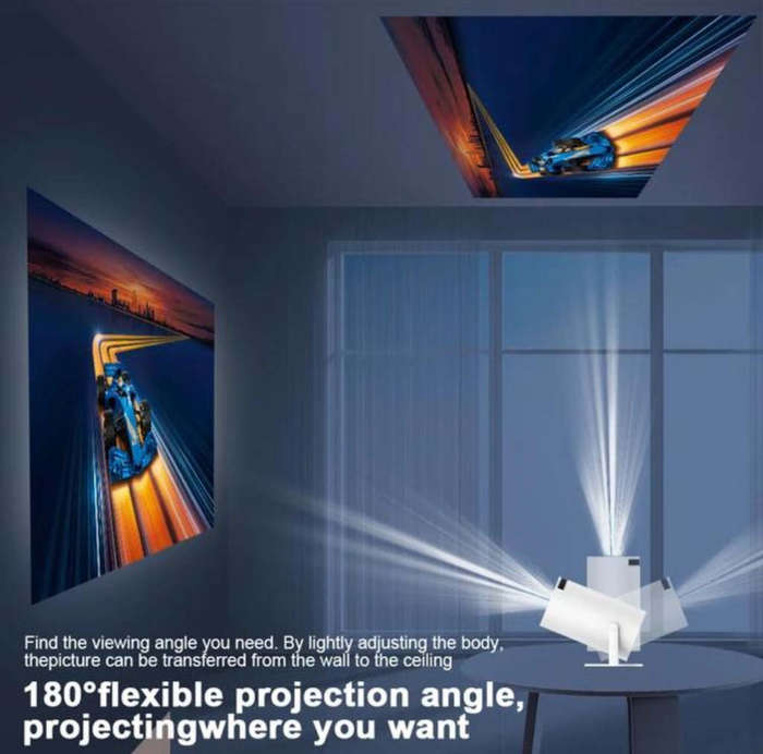 Latest Smart Android UHD Portable Projector + Built-in WIFI media streaming device + Pre-Loaded Apps