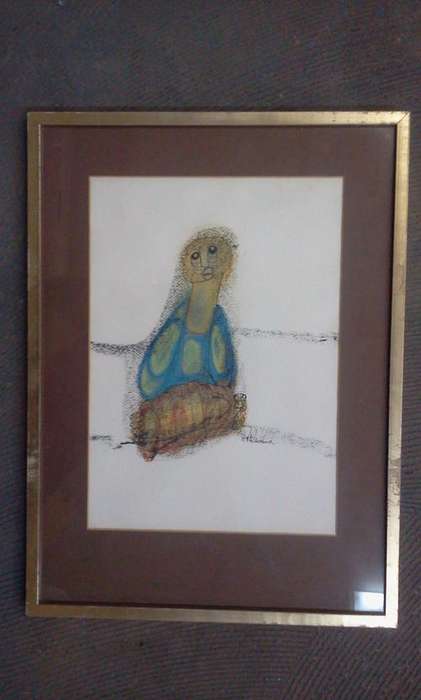 HARGREAVES NTUKWANA OIL AND INK ON PAPER FRAMED