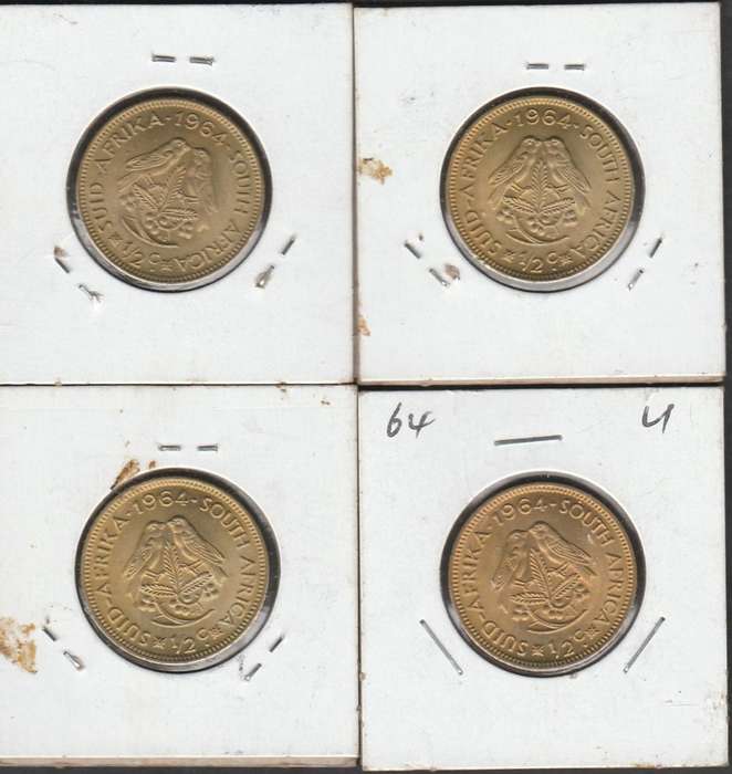 1964 R S A 4 x Half Cents in UNC grade i bid for all CV R80