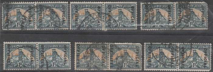 1941 UNION of S A 1 1/2d reduced size 6 used Official pairs as per scan SACC O27a CV 900
