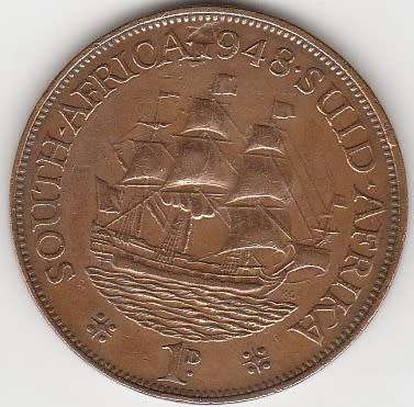 1948 UNION of S A 1 Penny in EF grade