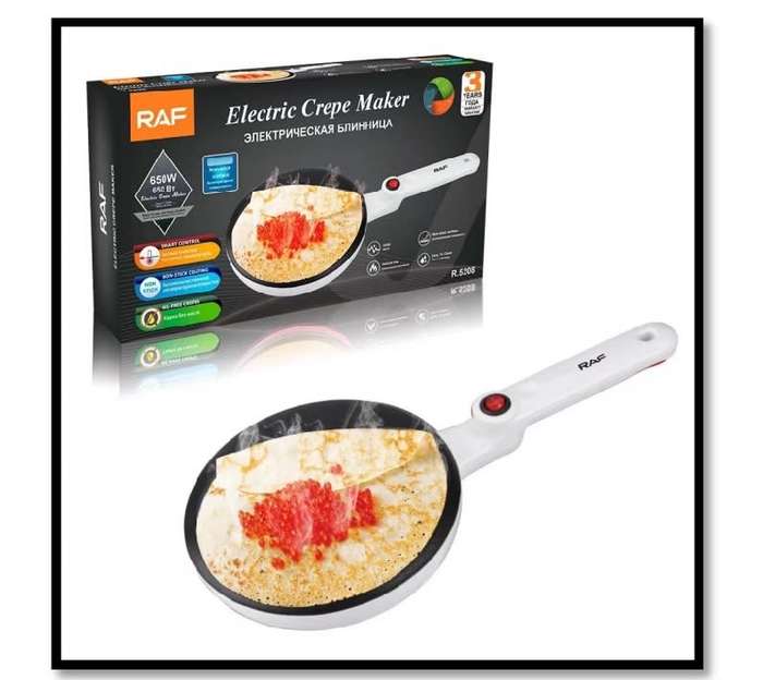 RAF Crepe Pancake Maker With Non Stick Surface