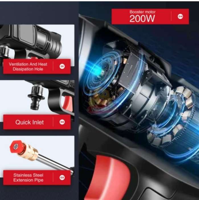Cordless Rechargeable High Pressure Water Gun with Accessories