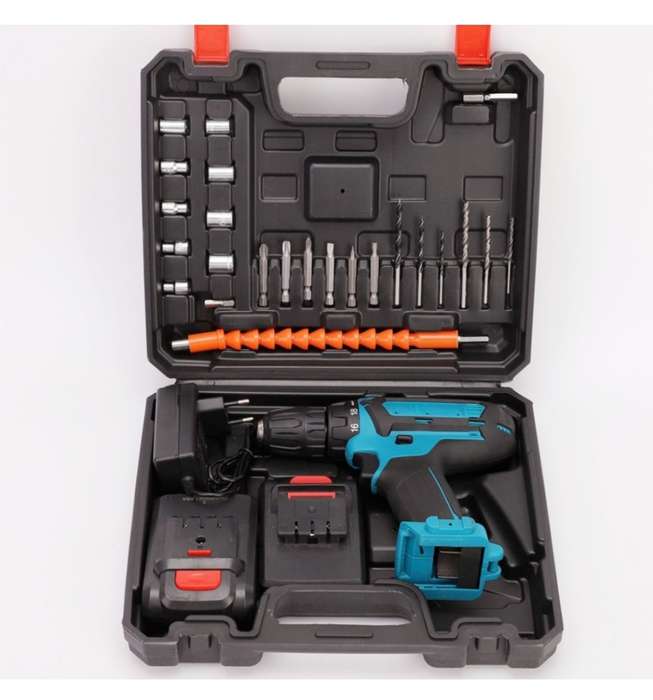 25V electric drill tool set rechargeable with soft handle electric drill impact drill with tool box