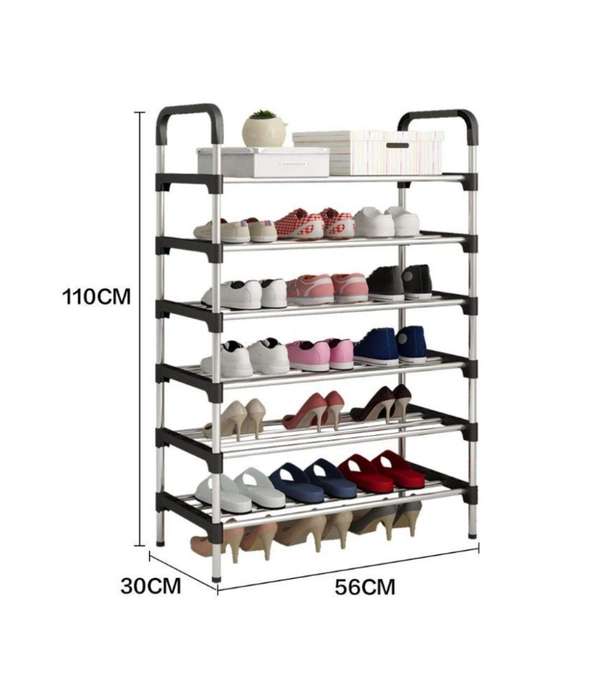 6 Layers Shoe Rack Black