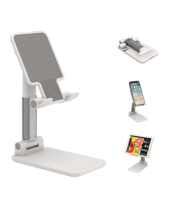 Folding Metal Tablet PC PAD Telescopic Phone Holder Adjustable Stand Desktop Lazy ... (COLOR: WHITE)