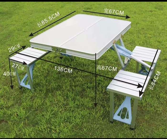 Folding Picnic Table Camping Table Portable Aluminum Alloy Folding Table Stool Set Portable Integrat