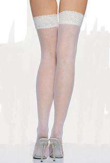 WHITE WITH LACE TOP THIGH HIGH STOCKINGS