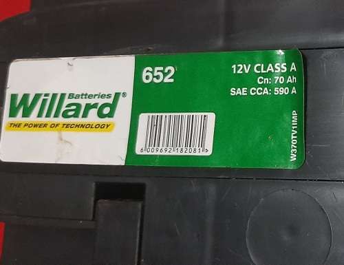 Willard 652 70Ah 12V 590A class A (used as demo/display only)