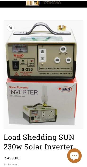 230W Load Shedding SUN Power Inverter (Retails R499)
