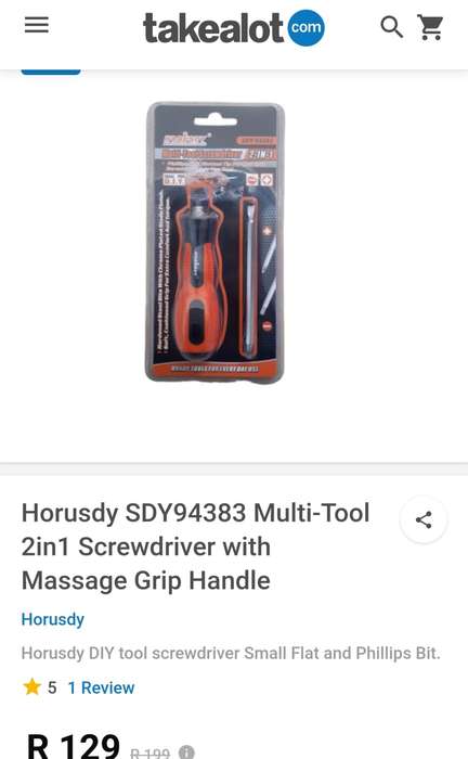 2in1 Multi-tool Screwdriver (Phillips and slotted tip), Takealot price R129