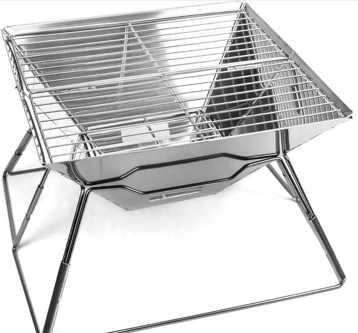 Foldable Barbeque Braai Stainless Steel Camping Outdoor Strong easy cleanable with ash tray