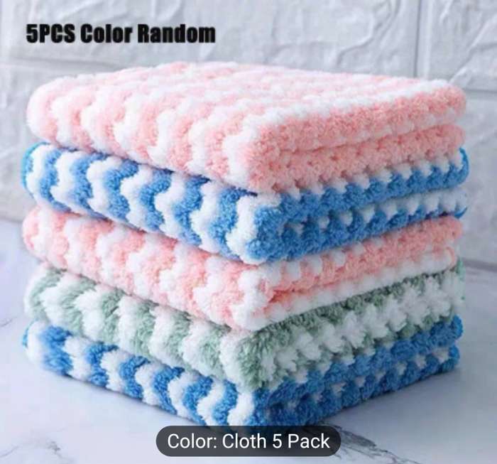 5pack Soft & Ultra-Absorbent Microfiber Cloths, Reusable And Machine Washable
