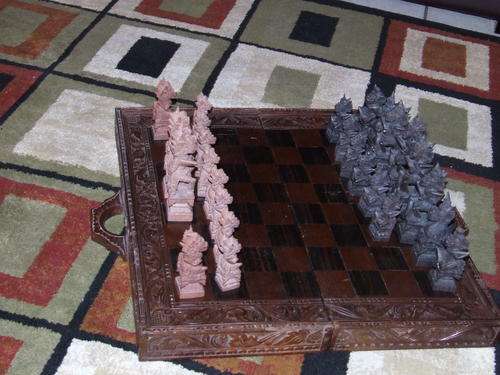ANTIQUE HANDCARVED CHESS SET FROM BALI