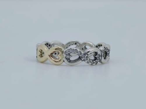 Solid 14ct Gold and Silver Pandora Infinity Promise Ring, Genuine Pandora.