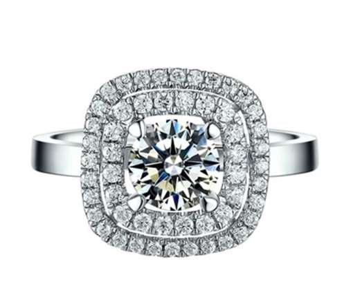 Breathtaking 0.75ct Cr. Diamond Halo Pave Design Ring - Size 7 / N+