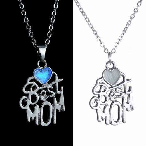 [Best Mom] Glow In the Dark Pendant with Silvertone Chain Necklace