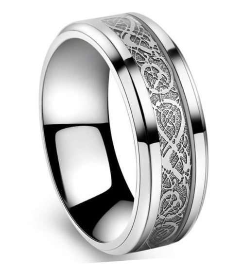 Intricate CELTIC DRAGON 316L Solid stainless steel band Ring - Size 10 / T-U