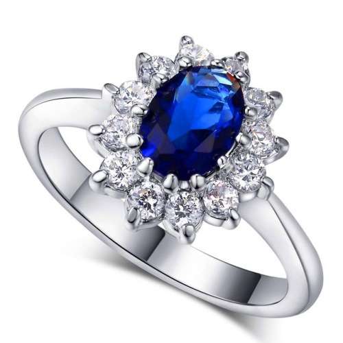 BREATHTAKING! 1.01CT SIM SAPPHIRE HALO LADIES RING - Size 7 / O / 17.3MM