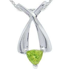 ABSOLUTE BEAUTY!! 0.47ct Genuine Peridot Trillion 925 Sterling Silver Pendant