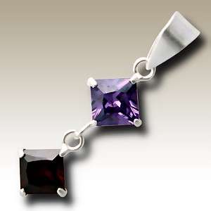 3 AVAILABLE! Garnet and Amethyst CZ 925 Sterling Silver Dangle Pendant