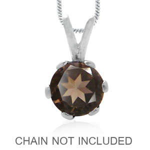 ASHA CRAFT - Petite 0.46ct Genuine Smokey Quartz 925 Sterling Silver Pendant