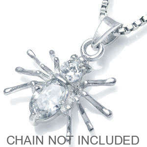 ON SALE!! 0.58ct White CZ 925 Sterling Silver Spider Pendant