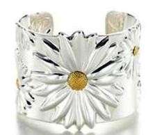 ASHA CRAFT - 925 Silver Detailed Sunflower Bangle - 45mm wide